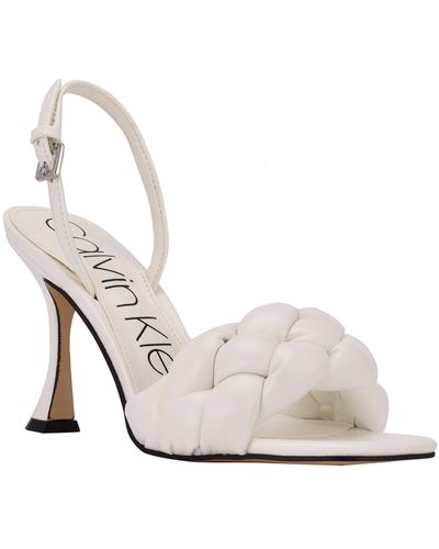 Calvin Klein Open Toe Pumps Ankle Strap - White