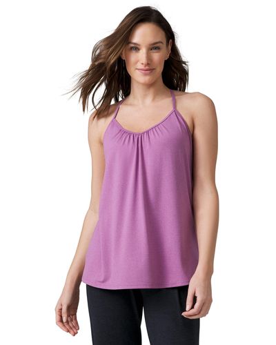 Free Country Microtech Chill B Cool V-neck Built-in Bra Cami Top - Purple