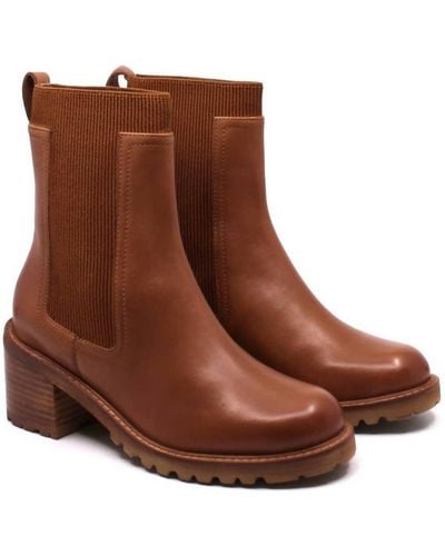 Seychelles Far Fetched Knit Leather Booties - Brown