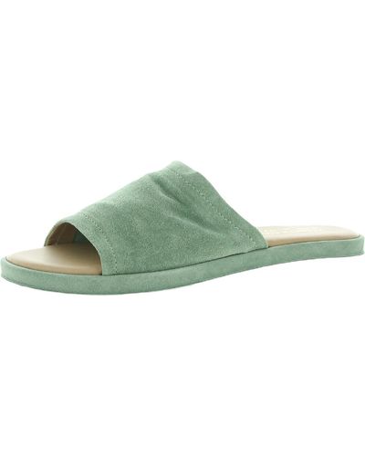Kenneth Cole Leighten Sandal Suede Slip-on Flat Sandals - Green