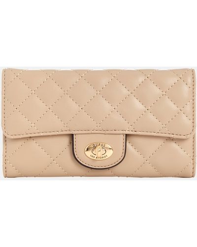 Guess Factory Stars Hollow Quilted Slim Clutch - Natural