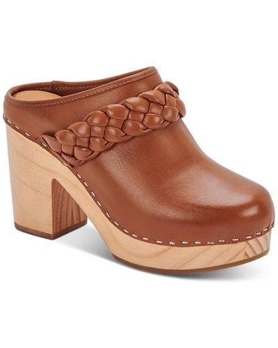 Dolce Vita Leather Slip On Clogs - Brown