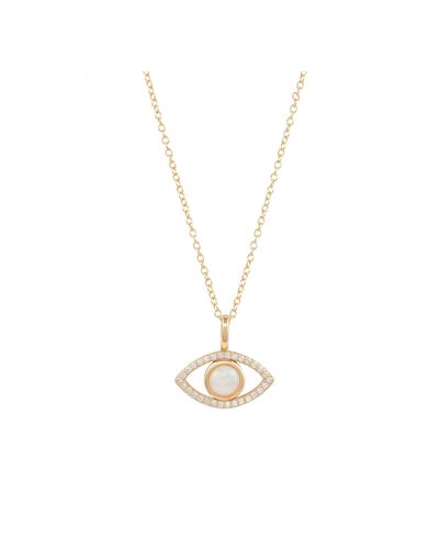 Adornia Fine Adornia Opal Evil Eye Necklace 14k Gold Vermeil - Metallic