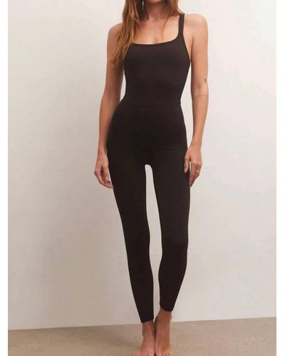 Z Supply Go For It Rib Active Jumpsuit - Black