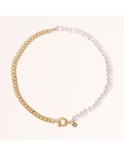 Joey Baby Lauren Pearl Chain Necklace - Natural
