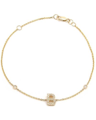 Monary Diamond Initial Fashion Bracelet "b" (14k) (6+1") - Metallic