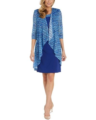 R & M Richards Tie-dye Crochet Two Piece Dress - Blue