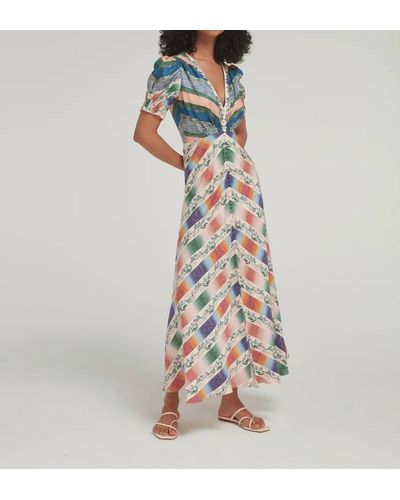 Saloni Lea Long Dress - Multicolor