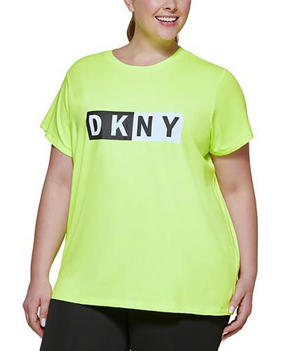 DKNY Plus Logo Activewear Pullover Top - Green