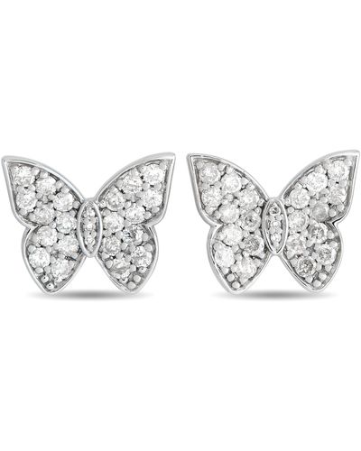 Non-Branded Lb Exclusive 14k Gold 0.50ct Diamond Butterfly Stud Earrings Er28551 - White
