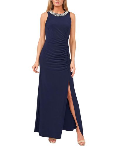 Msk Embellished Spit Hem Evening Dress - Blue