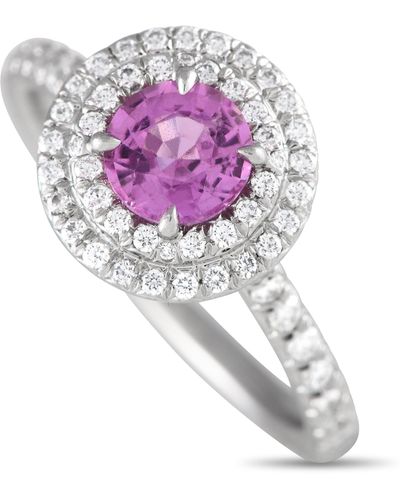 Tiffany & Co. Soleste Platinum 0.45ct Diamond And Pink Tourmaline Ring Ti22-052024 - White