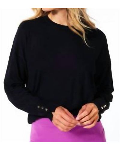 EsQualo Basic Button Sleeve Sweater - Black