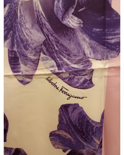 Ferragamo Salvatore 686252 Print Silk Scarf - Purple