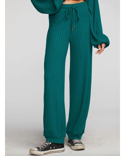 Chaser Brand Ribbed Knit Blouson Hem Sweatpants - Green