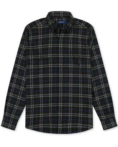Nautica Flannel Plaid Button-down Shirt - Black