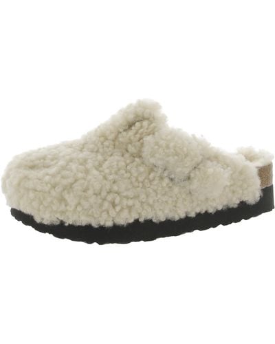 Papillio Faux Fur Slip On Slide Sandals - White