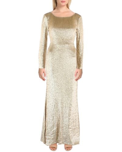 Donna Karan Sequined Long Sleeves Evening Dress - Natural