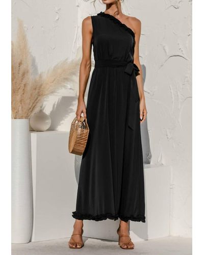 anna-kaci Date Night One Shoulder Maxi Dress - Black