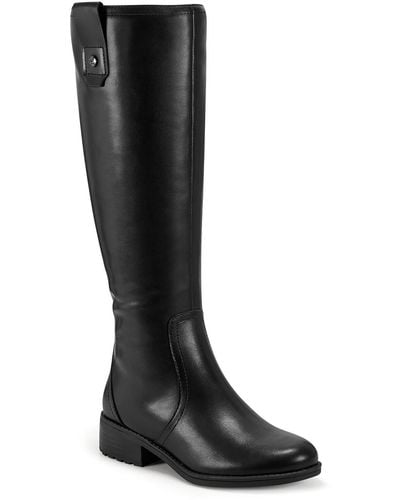 Easy Spirit Rhonda Leather Block Heel Knee-high Boots - Black