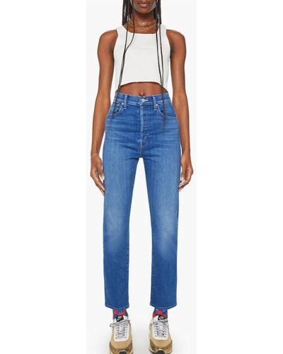 Mother High Waisted Hiker Hover Jeans - Blue