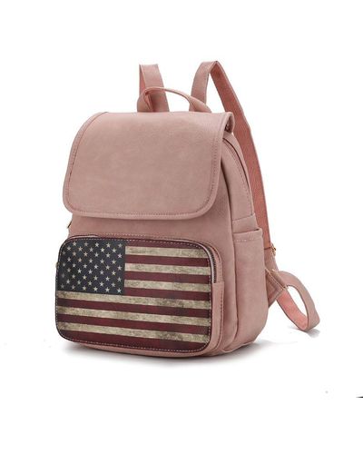 MKF Collection by Mia K Regina Printed Flag Vegan Leather 's Backpack - Brown