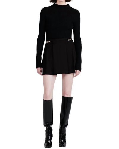 10 Crosby Derek Lam Filomena Knit Combo Pleated Mini Dress - Black