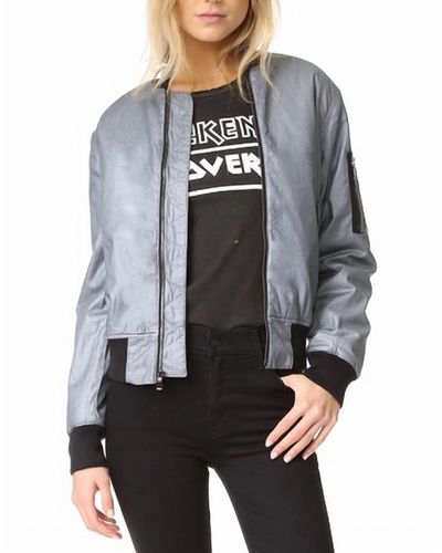 Hudson Jeans Gene Metallic Puffy Bomber Jacket - Gray