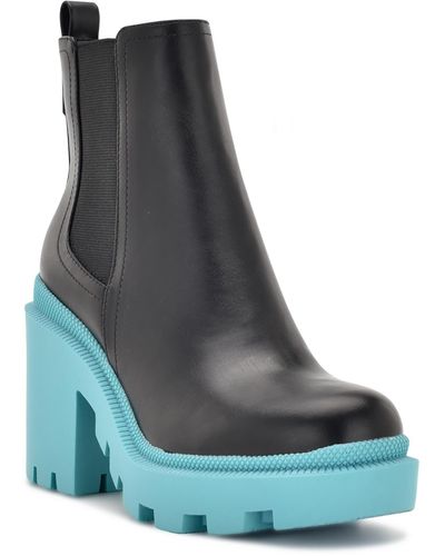 Nine West Forme Leather Ankle Chelsea Boots - Blue