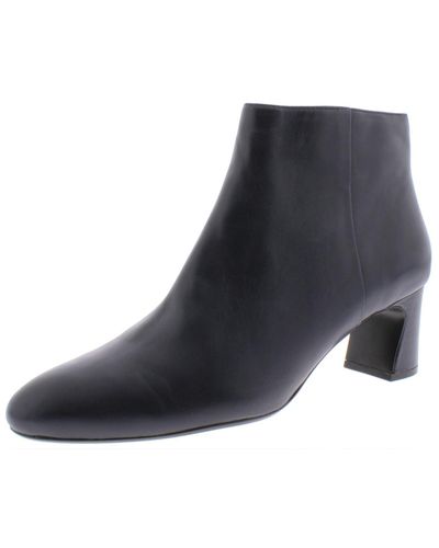 Vaneli Dany Leather Block Heel Ankle Boots - Blue