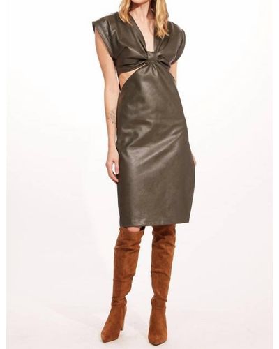 Eva Franco Vegan Leather Cut Out Mini Dress - Natural