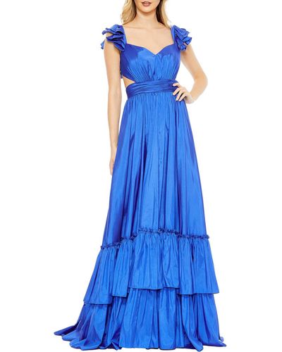 Mac Duggal Satin Maxi Evening Dress - Blue