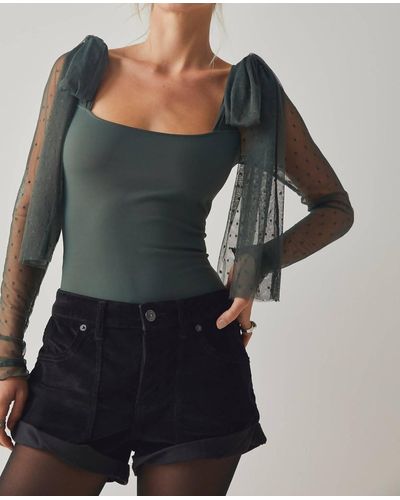 Free People Tongue Tied Bodysuit In Green Gables - Gray