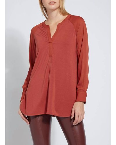 Lyssé Heirloom Mixed Media Top - Red