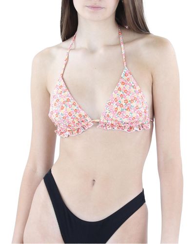 Faithfull The Brand Jaqueline Floral Tie Neck Bikini Swim Top - Pink