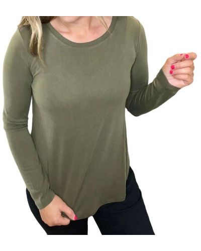 Mystree Ella Long Sleeve Round Neck Modal Top - Green