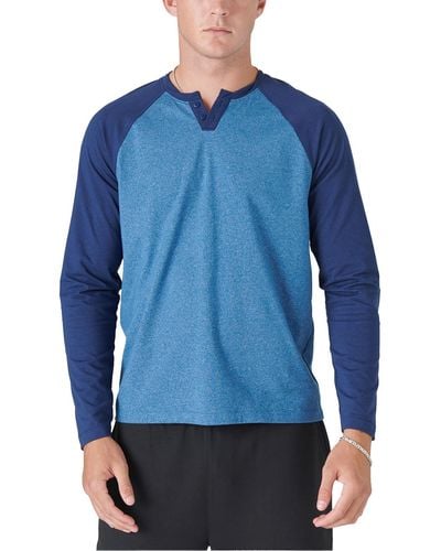 Lucky Brand Cloud Soft Tagless Raglan Baseball Shirt - Blue