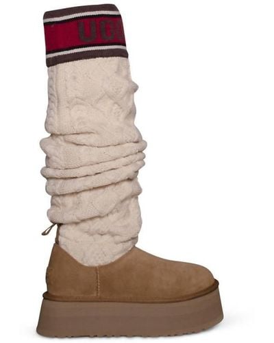UGG Classic Sweater Letter Tall Boots - Pink