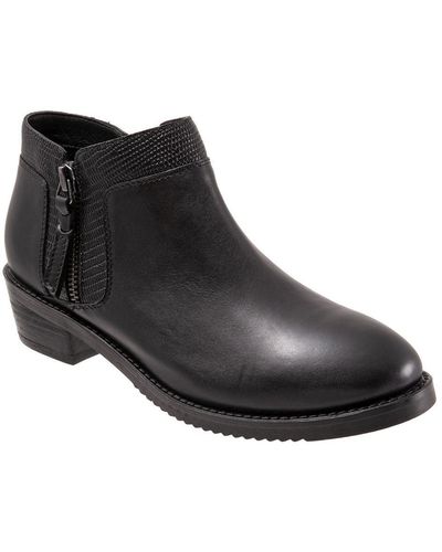 Softwalk Rubi Leather Casual Ankle Boots - Black