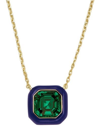Fossil Candy Jewels Blue Enamel And Green Crystal Chain Necklace - White