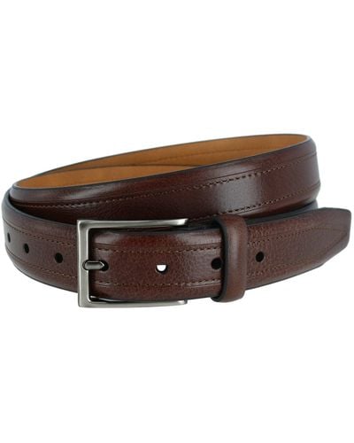 Trafalgar Stitch Detail Leather Belt - Brown