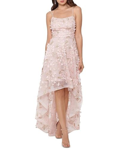 Xscape Floral Metallic Evening Dress - Pink