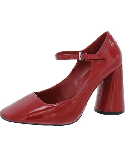 Mng Patent Round Toe Mary Jane Heels - Red