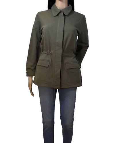 James Perse Argn Drawstrings Lightweight Jacket In Army Green - Black