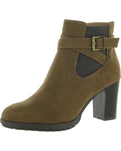 Style & Co. Laleen Leather Ankle Ankle Boots - Green