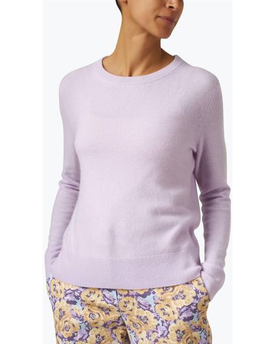White + Warren Cashmere Shrunken Crewneck Sweater In Lilac Shadow - Purple