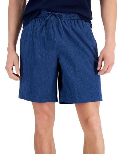Alfani Seersucker Striped Casual Shorts - Blue