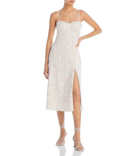 French Connection Camille Crepe Front Slit Slip Dress - White