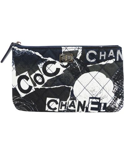 Chanel 2.55 Canvas Clutch Bag (pre-owned) - Black
