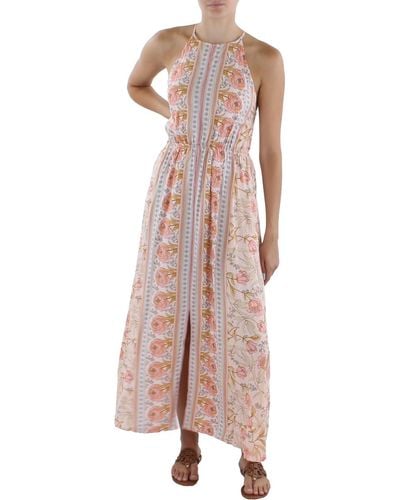 To My Lovers Floral Full-length Halter Dress - Pink